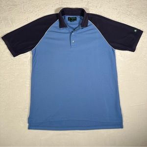 Brooks Brothers Polo Shirt Men Size L Blue Short Sleeve St Andrews Links Golf